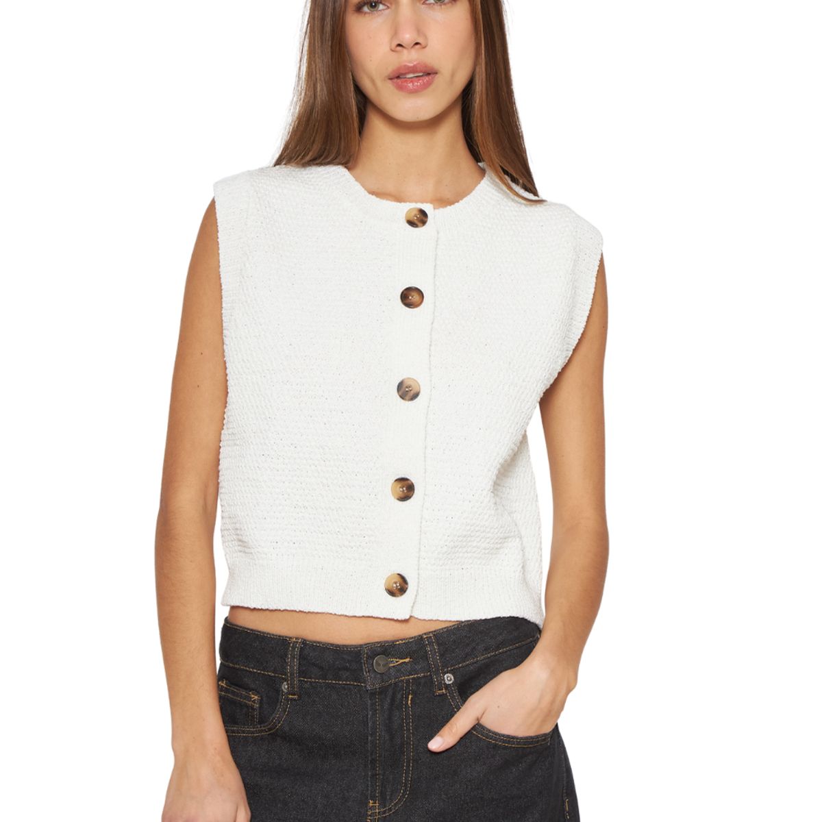 JACINTA TIENDA - Chaleco Julia sin mangas blanco Jacinta Tienda
