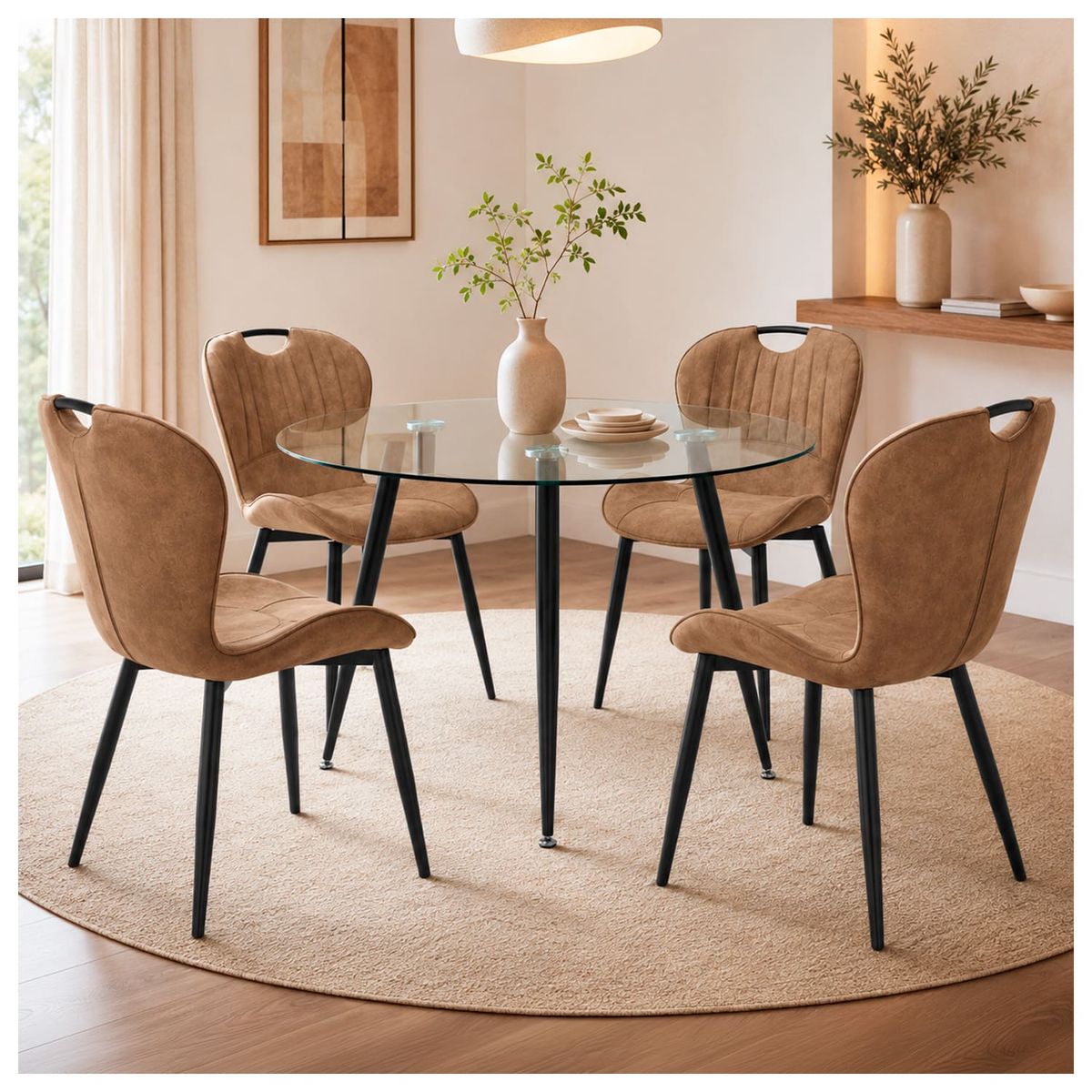 NOVAHUS - Pack 4 Sillas Comedor Presto Café