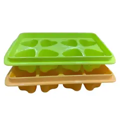 GENERICO - Pack 2 Moldes de Plástico para 8 Cubos de Hielo Color Naranja+verde