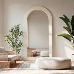 SANTU HOME & DECO - Espejo decorativo curvo de cuerpo entero color blanco 200x100 cm