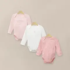 OPALINE - Pack 3 Bodies Rosado Claro Bebe Niña