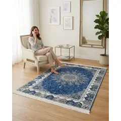 GENERICO - Alfombra Estilo Persa Vintage Con Flecos 120x160 Cm