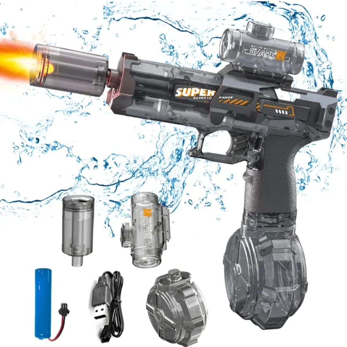 GENERICO - Pistola de Agua Eléctrica Automática con Tambor de Alta Capacidad