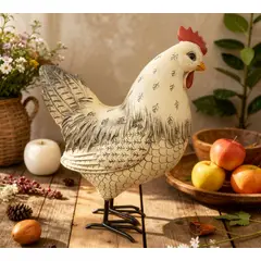 GENERICO - Adorno Gallina Poliresina Blanca