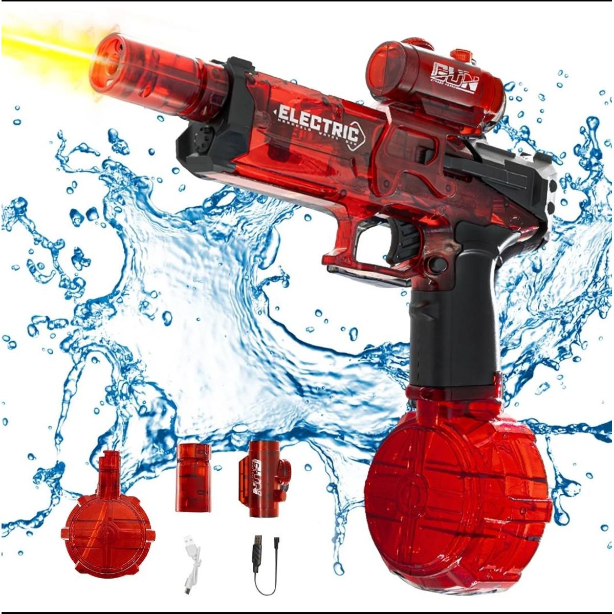 GENERICO - Pistola de Agua Eléctrica Automática con Tambor de Alta Capacidad