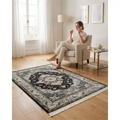 GENERICO - Alfombra Decorativa Persa Vintage 120x160 Con Flecos