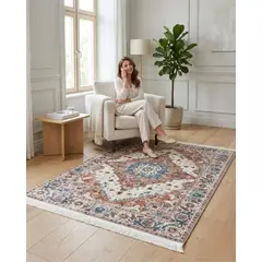 GENERICO - Alfombra Decorativa Persa Vintage 120x160 Con Flecos