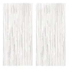 PASTELERIUSCL - 2 Cortinas Cumpleaños Guirnalda Cumpleaños Cortina Blanco 2m Blanco Rectangular