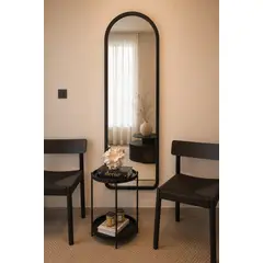 ESPEJOSCHIC - Espejo Cuerpo Completo Tipo Arco 160 x 60 cm Marco de Madera Negro Moderno para Dormitorio y Vestidor