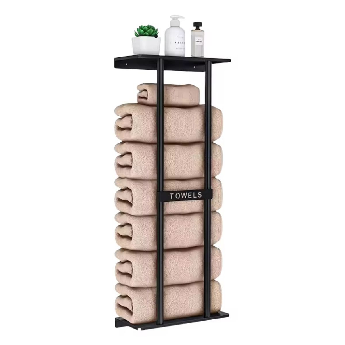 GENERICO - Toallero De Pared Con Repisa Para Baño Negro