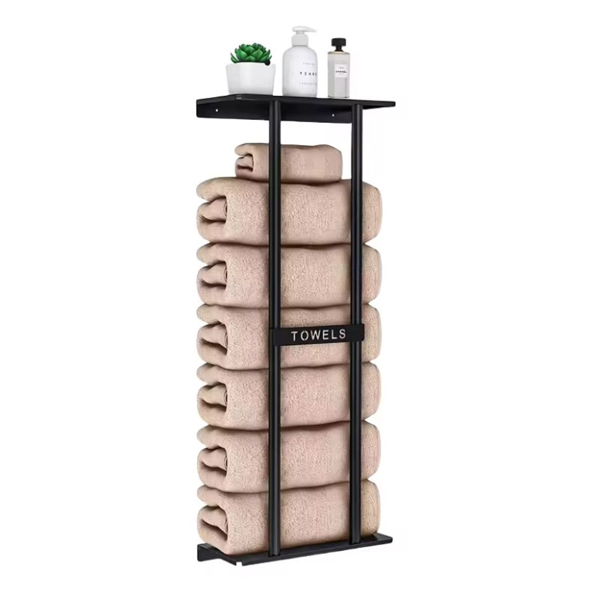 GENERICO - Toallero De Pared Con Repisa Para Baño Negro