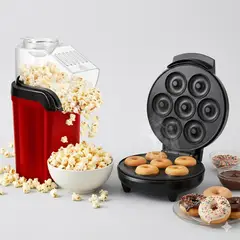 IRM - Maquina De Cabritas Popcorn Y Maquina Para Siete Mini Donas Reposteria Kit Fiesta FIGOIMPORT