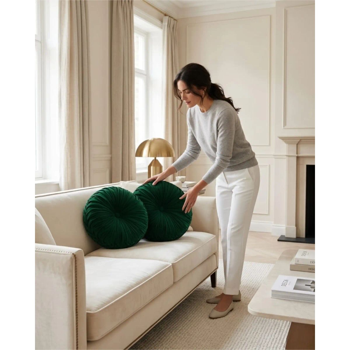 GENERICO - Set De 4 Cojines Rueda Terciopelo Redondo Sofa Decorativo