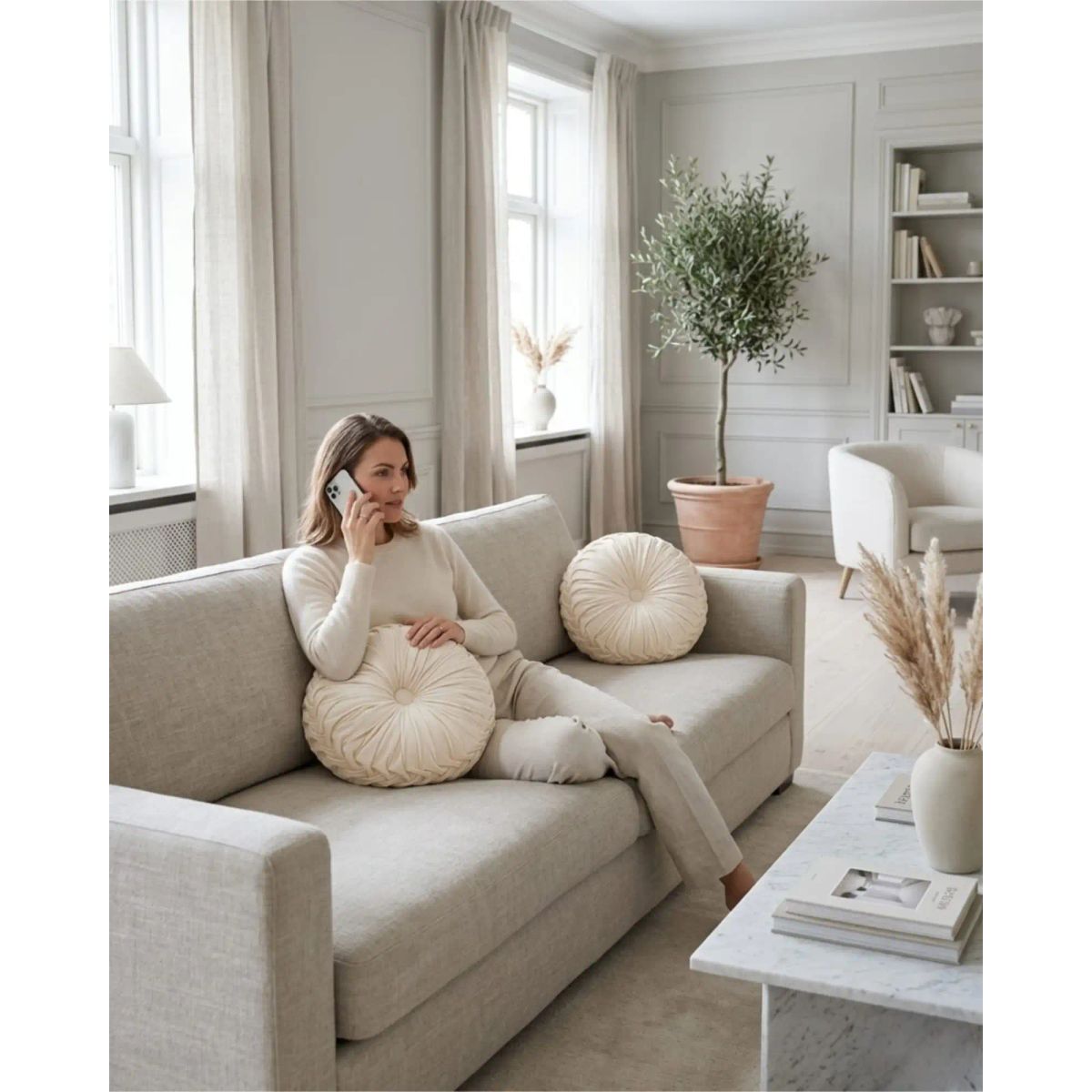 GENERICO - Set De 4 Cojines Rueda Terciopelo Redondo Sofa Decorativo