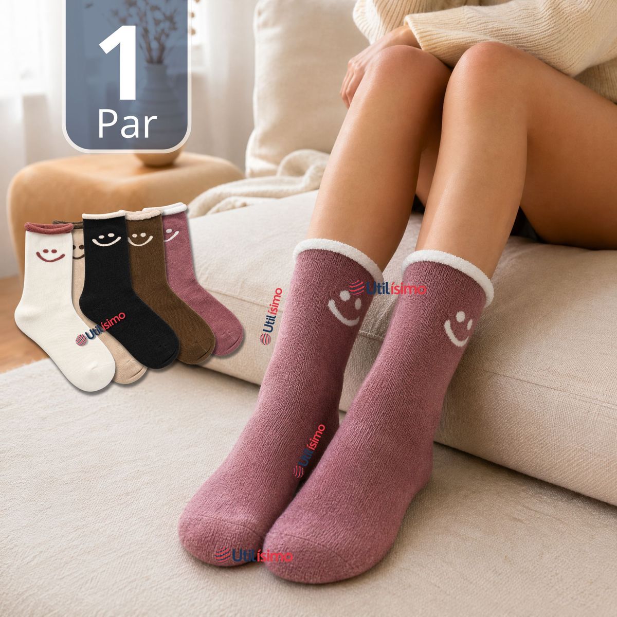 UTILISIMO - Calcetines Toalla Mujer Polar Surtidos Gruesos 1 Par