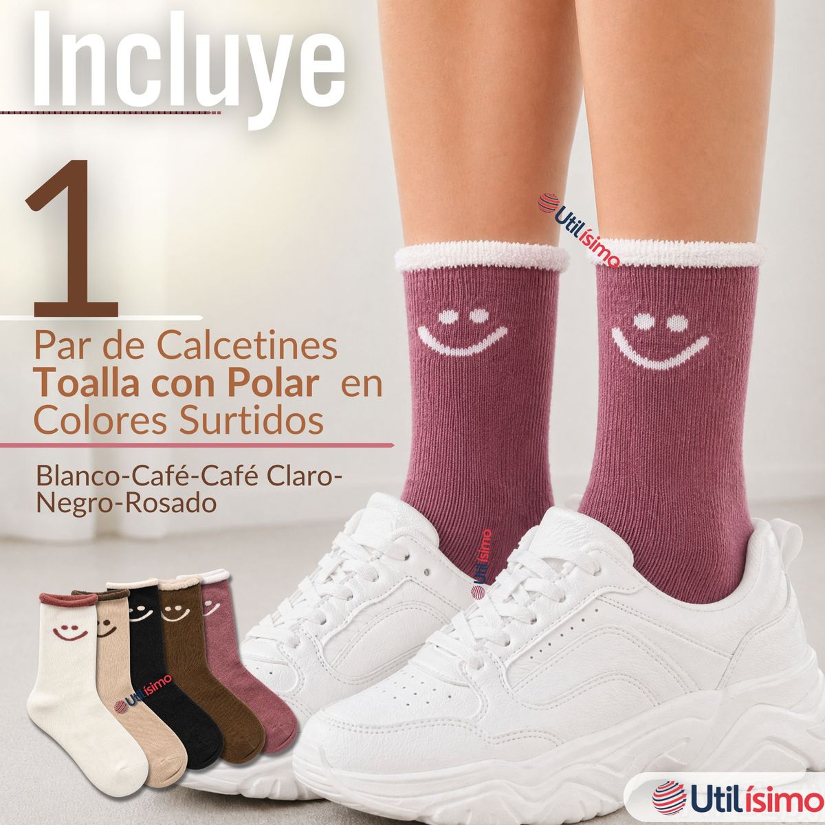UTILISIMO - Calcetines Toalla Mujer Polar Surtidos Gruesos 1 Par