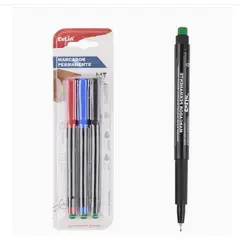 GENERICO - Pack 3 Marcadores Permanentes Punta Fina 0.4 mm Negro Azul Rojo