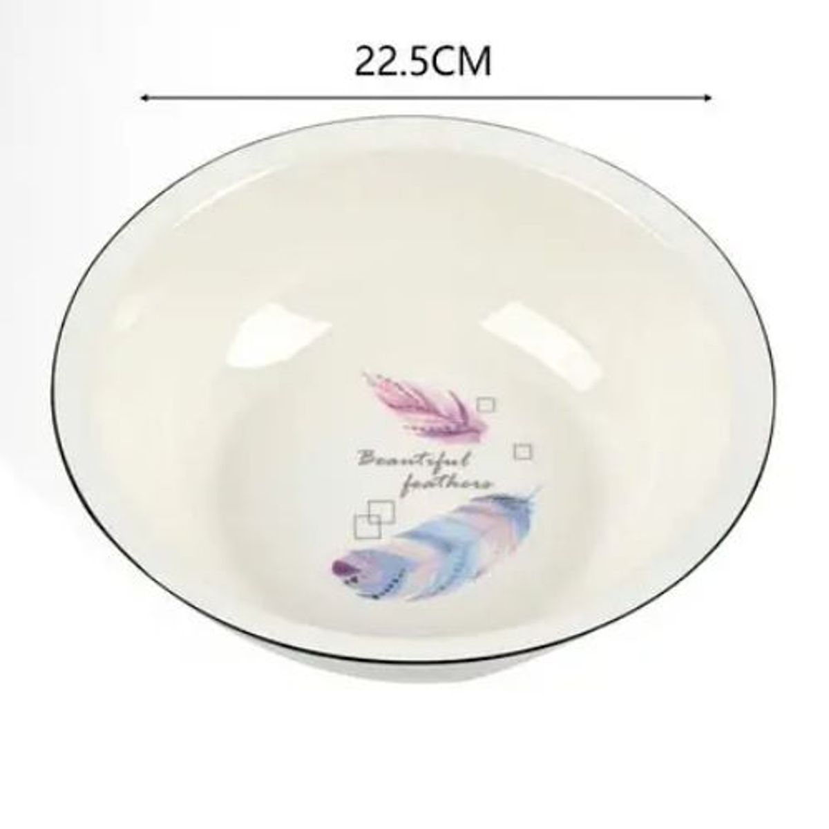 GENERICO - TAZÓN DE CERÁMICA DISEÑO PLUMAS 22,5CM