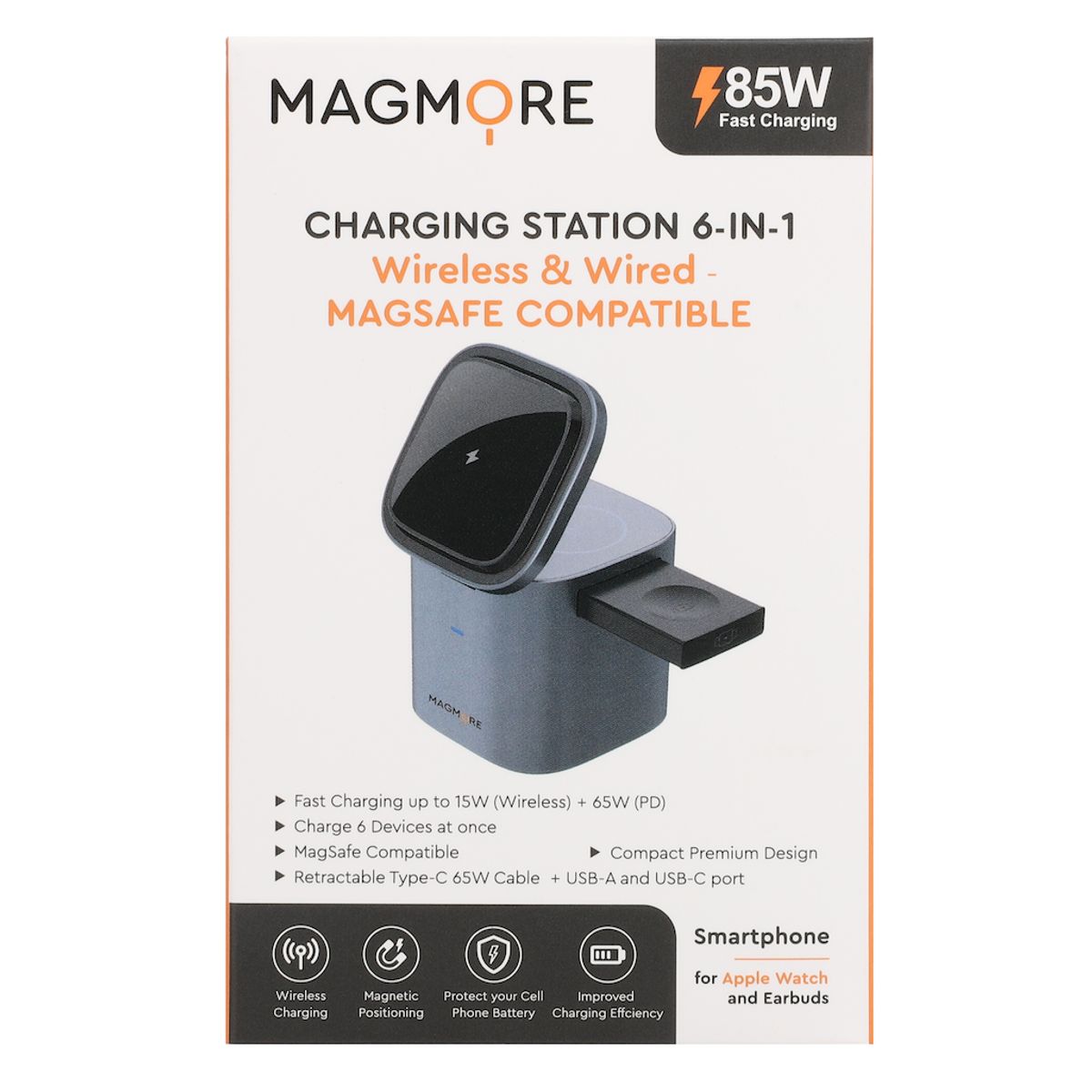 GENERICO - Wireless Charger 6 in 1 Smartphone-Earbuds-Smartwatch