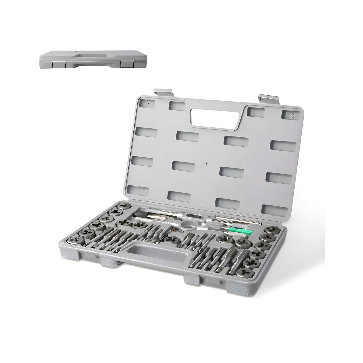 GENERICO - Set De Machuelos Y Terraja Métrico De Acero M3-m12 40pc Color Gris