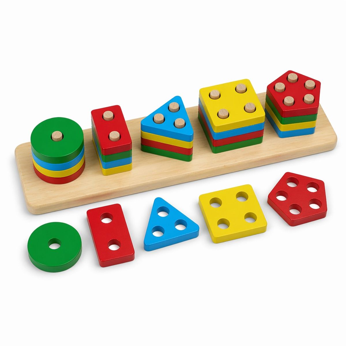 GENERICO - Juguete educativo madera encajable formas geométricas multicolor para bebés
