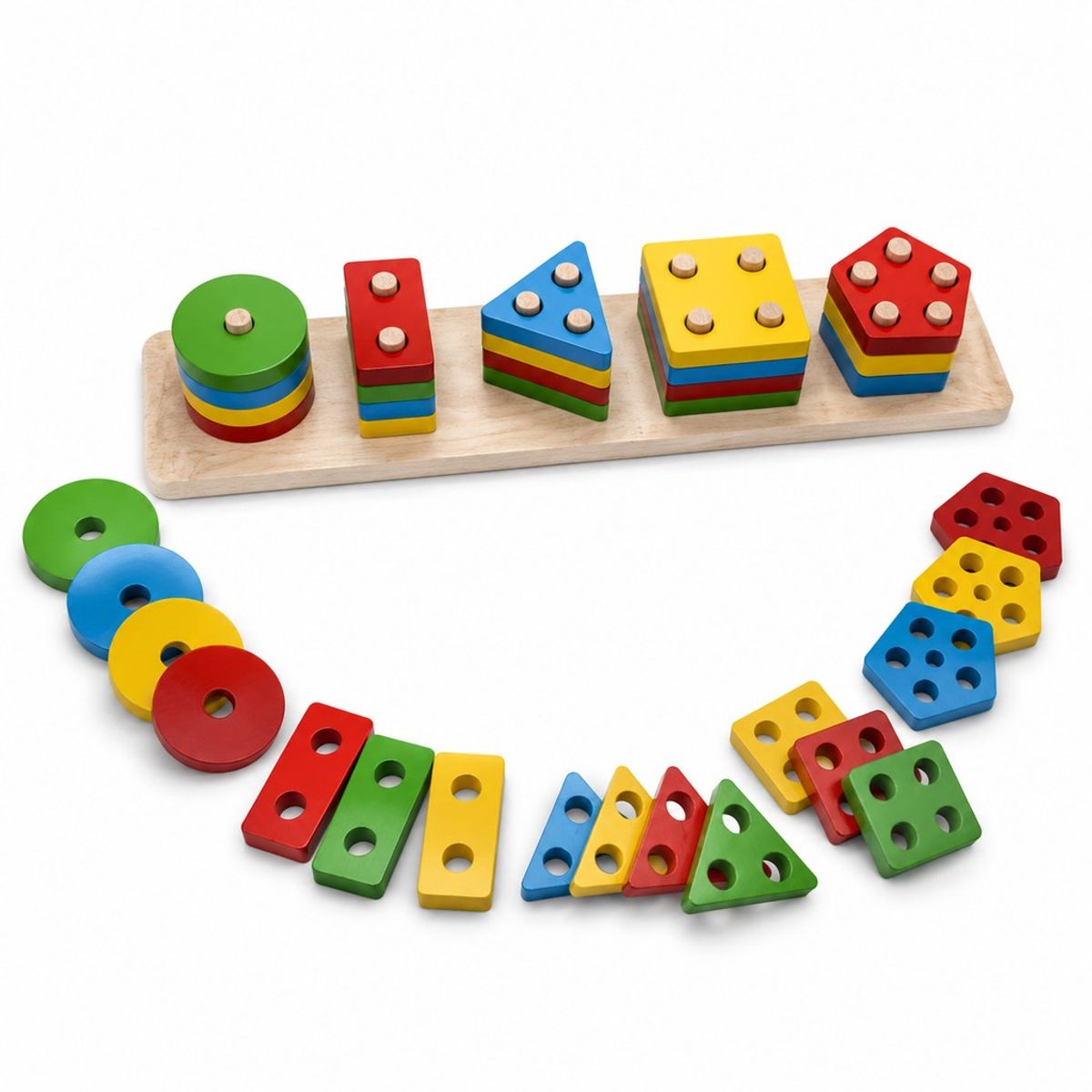 GENERICO - Juguete educativo madera encajable formas geométricas multicolor para bebés