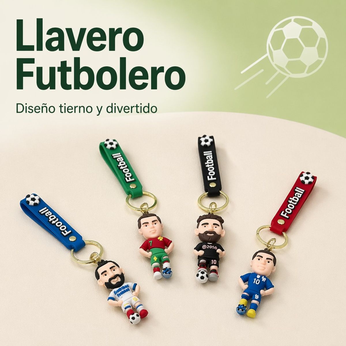 GENERICO - Llavero silicona jugador de fútbol figura 3D, envío aleatorio de modelos