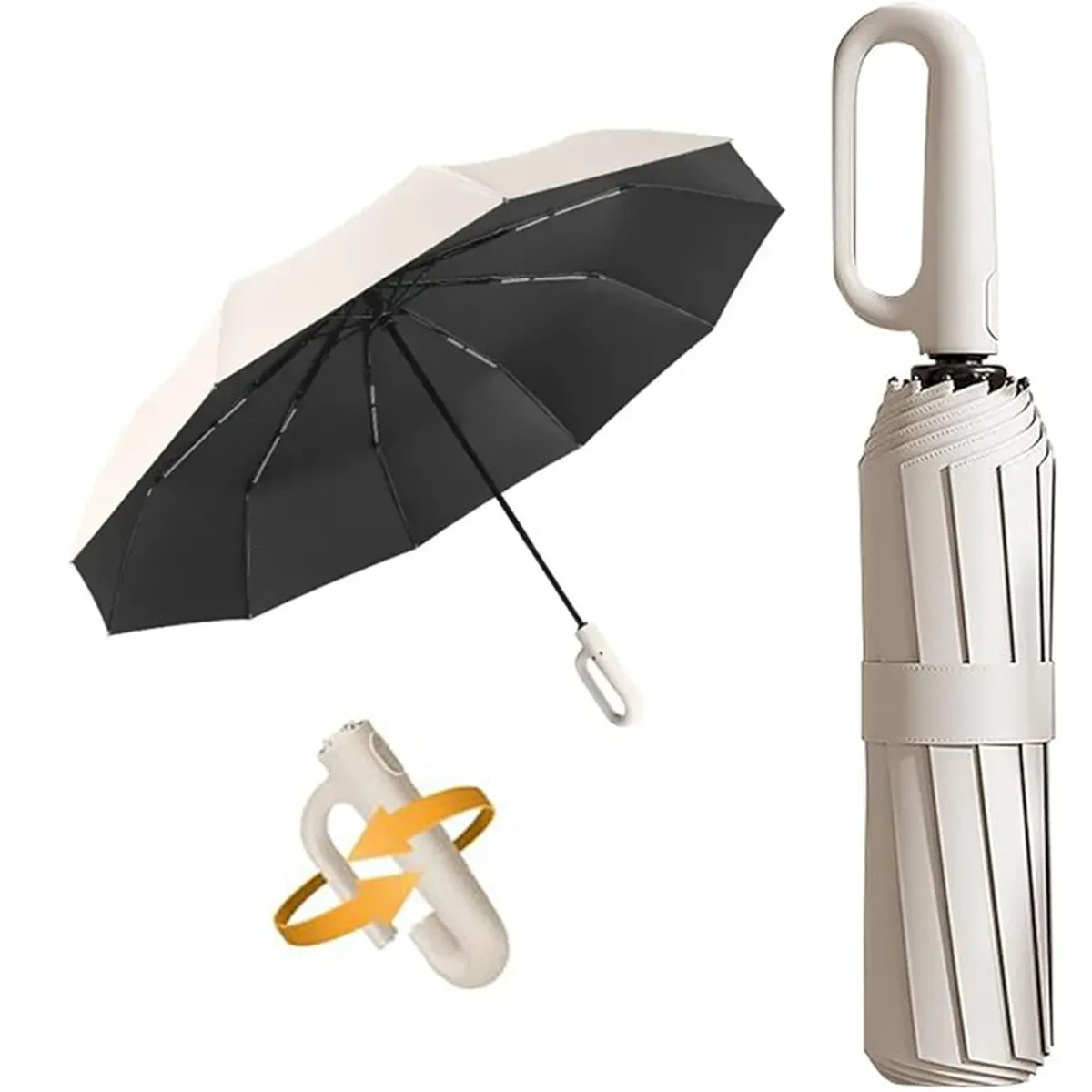 TSKY CHILE SHOPPING - Paraguas Plegable Automático con Hebilla de Anillo, Con 24 Varillas Reflectantes y Protección UV