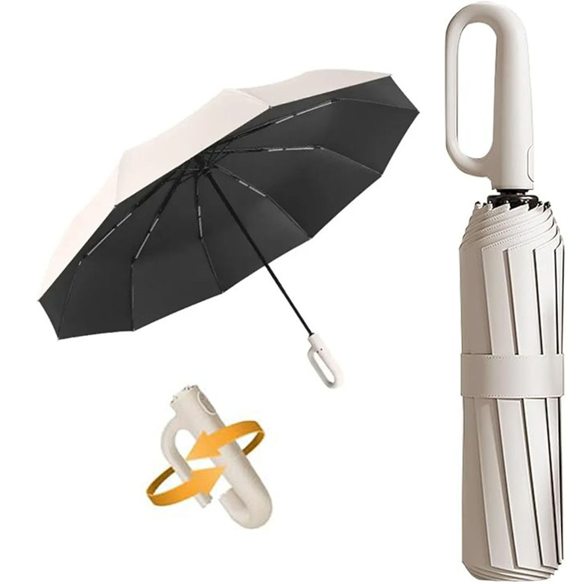 TSKY CHILE SHOPPING - Paraguas Plegable Automático con Hebilla de Anillo, Con 24 Varillas Reflectantes y Protección UV