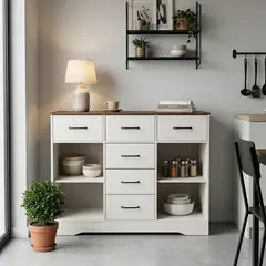 GENERICO - Aparador Buffet Organizador De 6 Cajones Estilo Minimalista Moderno Madera 100x38x80cm Diseño Espacioso