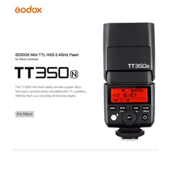 GODOX - Flash de cámara inalámbrico TT350N Mini 2.4G TTL HSS 18000S GN36 para Nikon