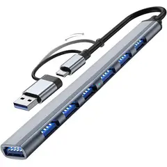KUANGYE - Multi Puerto Usb Hub 7 Puertos 3.0 Adaptador Pc Notebook