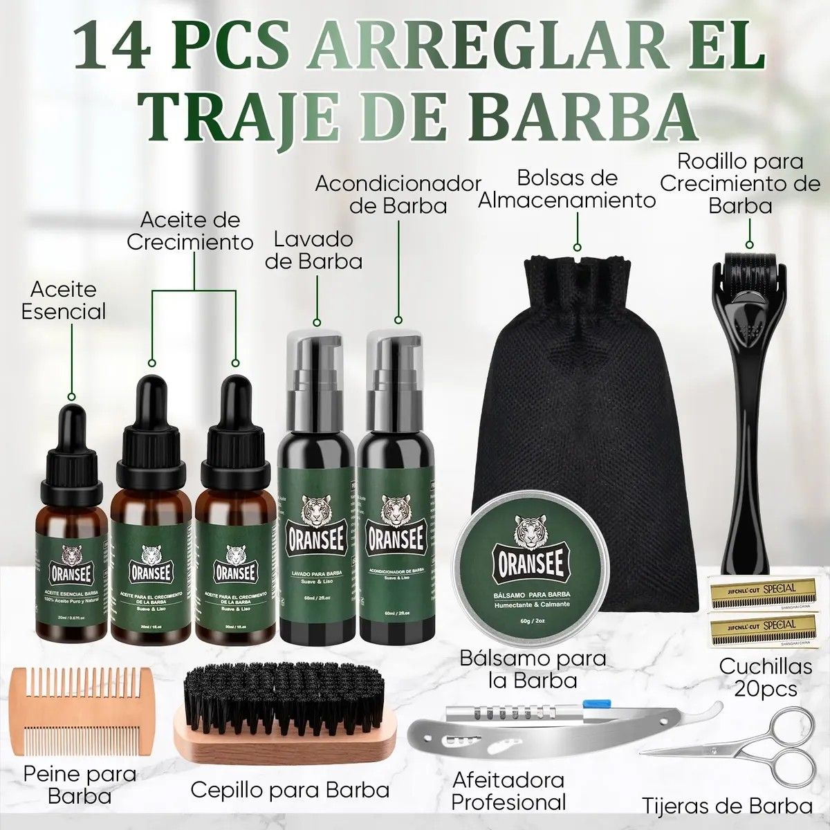 YAYKO - Kit De Barba Con Aceitecera Cabellonavaja De Afeitar