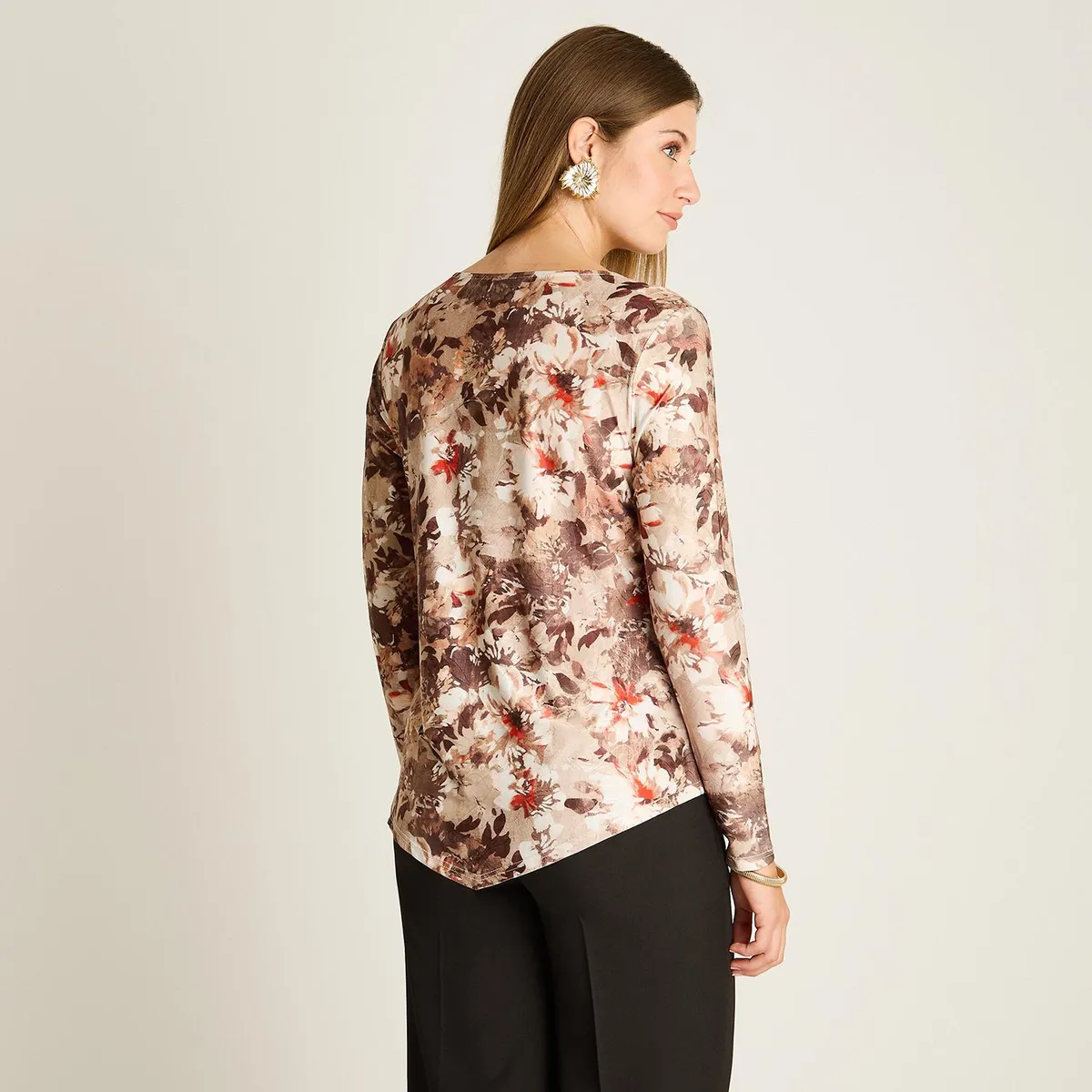 LORENZO DI PONTTI - Polera Estampada Mujer Camel
