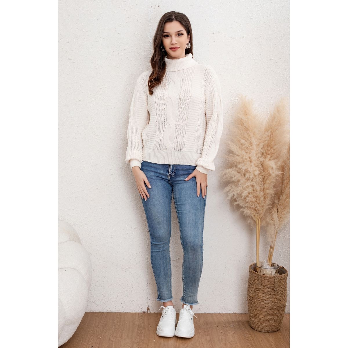 LIKE SHOP - Sweater Mujer Algodón Cuello Beatle Chenille Tejido Otoño Invierno 6002