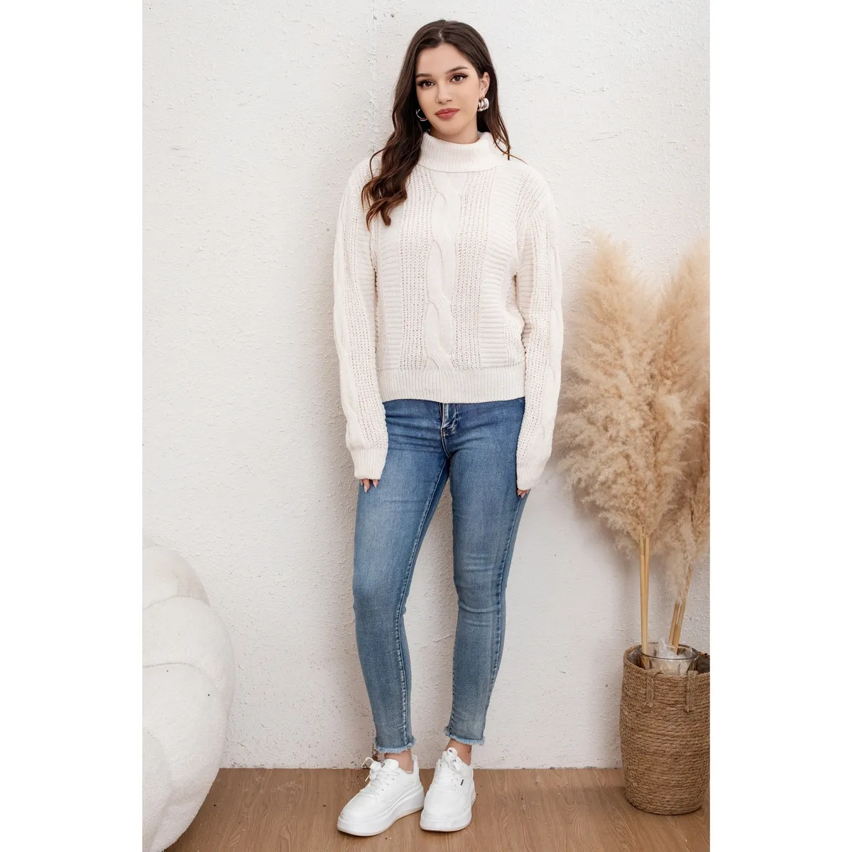 LIKE SHOP - Sweater Mujer Algodón Cuello Beatle Chenille Tejido Otoño Invierno 6002
