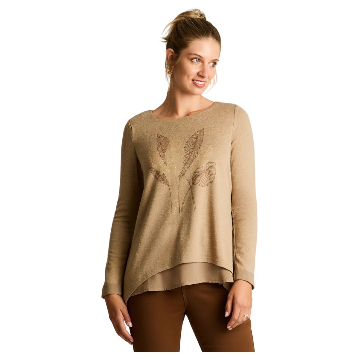 LORENZO DI PONTTI - Polera Estampada Mujer Camel