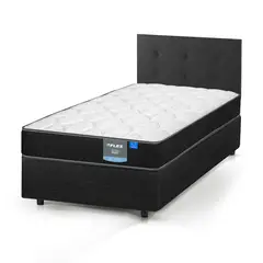 FLEX - Cama Americana Simply Duo 1 Plaza + Respaldo Royal Negro