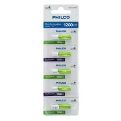 PHILCO - Pilas Recargables AAA Ni-MH 1.2V 1200mAh 5 Unidades