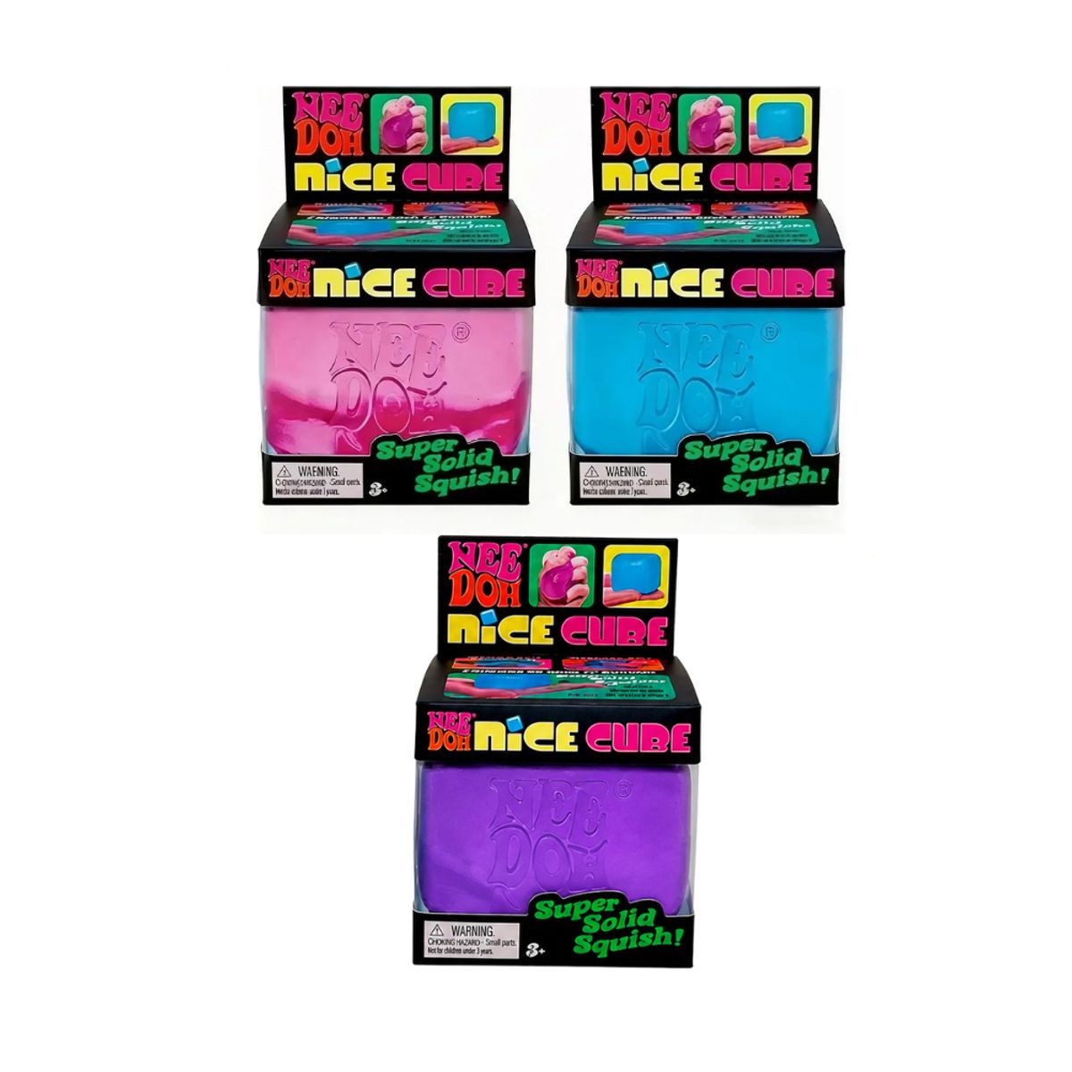 GENERICO - Pack 3 Pcs Cube Nice Needoh Berg Cubo Gel Antiestrés Squishy