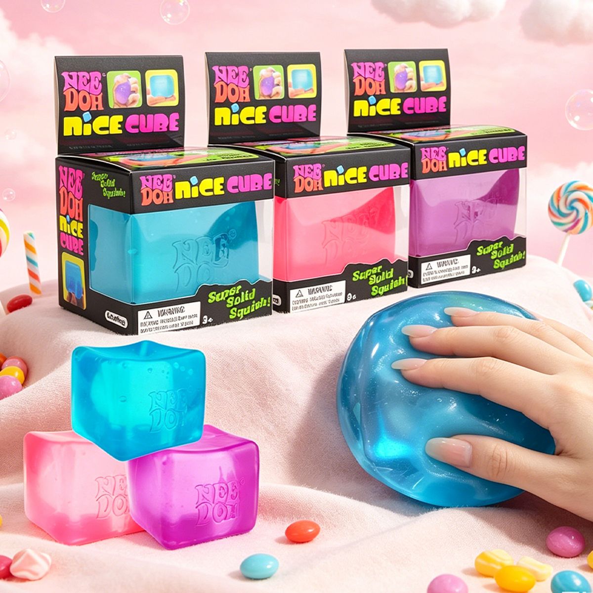 GENERICO - Pack 3 Pcs Cube Nice Needoh Berg Cubo Gel Antiestrés Squishy