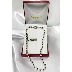 MALLORCA - Collar bicolor perla clasica y ematita 5-6 mm 50cm
