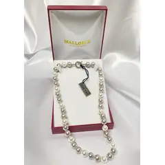 MALLORCA - Collar mix perlas blanca rosa y gris-10mm 50cm Broche Timon Acero Quirurgico