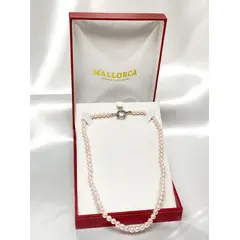 MALLORCA - Collar Choker Perla Rosada 5mm 40cm Broche Timon