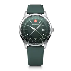 WENGER - Reloj City GMT 42 correa caucho verde