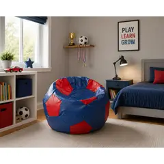GENERICO - Pouf Pera Infantil Diseño Fútbol Eco Cuero 80x80x80 cm Maxicosas