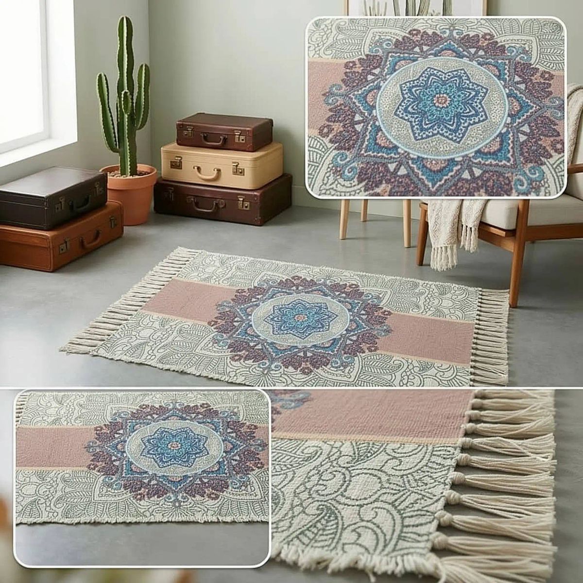GENERICO - SET DE 2 BAJADAS DE CAMAS DECORATIVAS 60x90cm 09