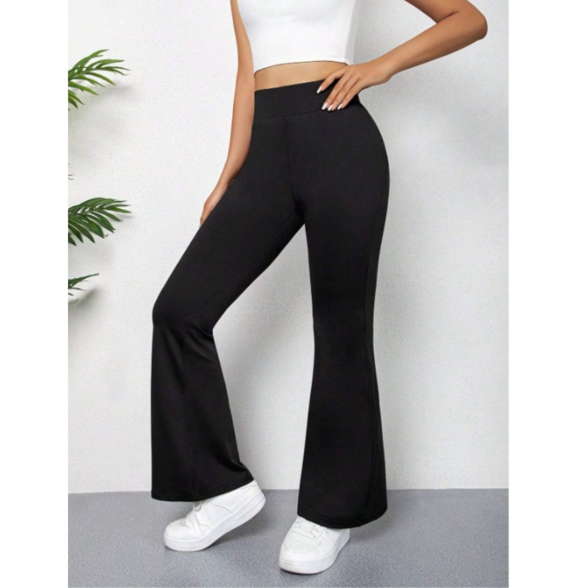 LIKE SHOP - Calza Mujer Gruesa Invierno Forro Interior Polar Flare Tiro Alto 7052