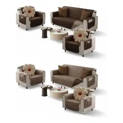 GENERICO - Cubre Sofá Reversible Acolchado con Bolsillos – Set 3 Piezas