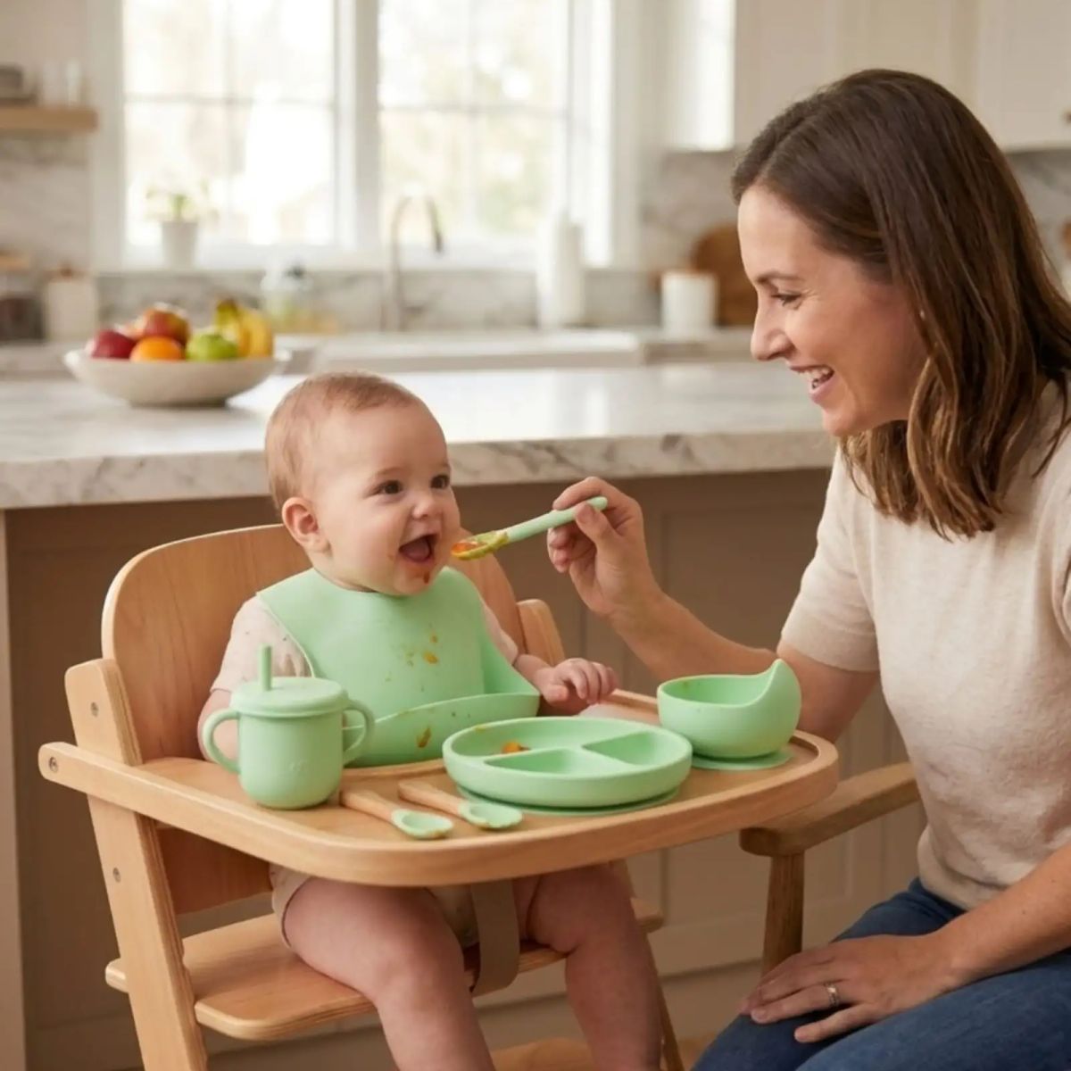 GENERICO - Set De Alimentación De Silicona Con Tapa Para Bebé Libre BPA 10 piezas